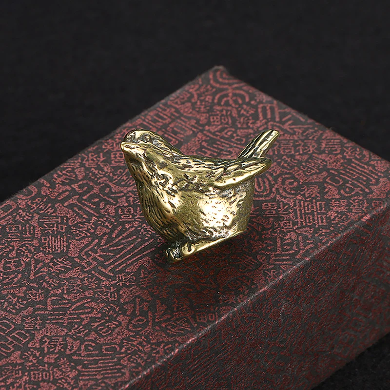 1Pc Retro Vintage Copper Bird Statue Ornaments Pet Bird Brass Animal Bird Figurines Miniatures Crafts for Home Decoration