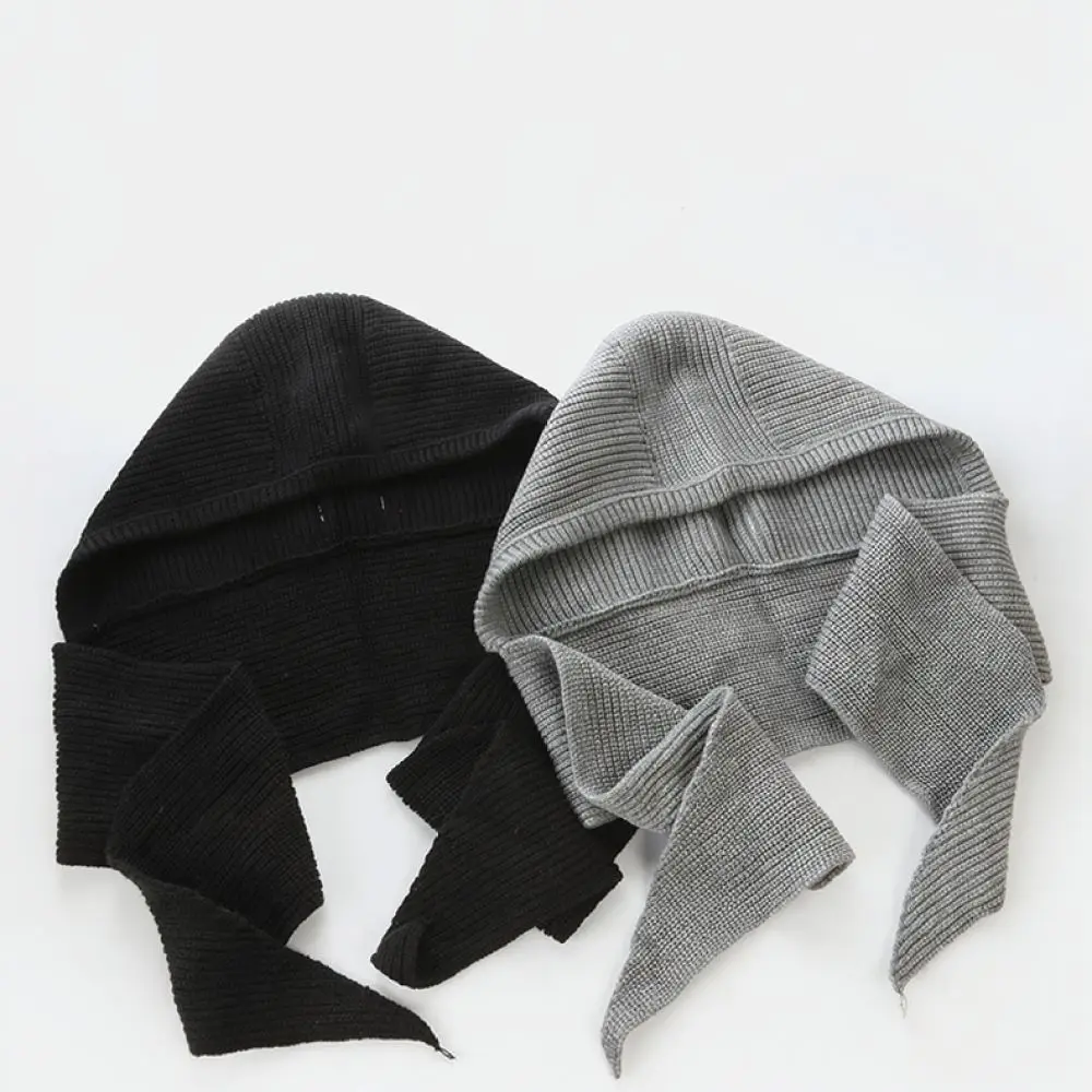 Women Winter Knitted Hooded Scarf One Piece Balaclava Hat Thick Thermal Neck Warmer Soft Cozy Beanies For Outdoor Sports