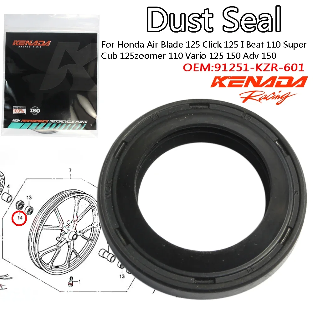 KENADA Racing Front Wheel Dust Seal For Honda Air Blade 125 Click 125 I Beat 110 Super zoomer 110 X Vario 125 Vario 150 Adv 150