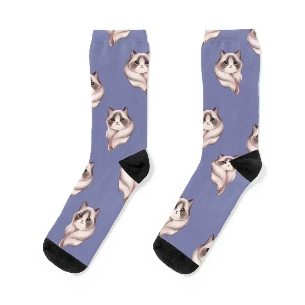 Lavender Ragdoll Cat Blue Eyes Painting Socks gift aesthetic anti-slip funny sock Socks Male Women's