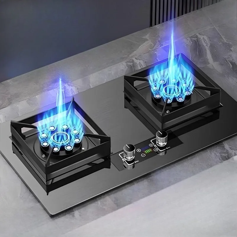 BBG09 Gaskocher mit zwei Brennern – Tischplatte und integrierter Panel aus gehärtetem Glas mit Thermoelement-Flammschutz