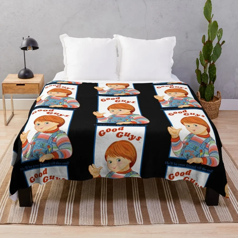 

Childs Play - Good Guys - Chucky T-Shirt Throw Blanket Travel Size Cozy Blanket for Plane Train