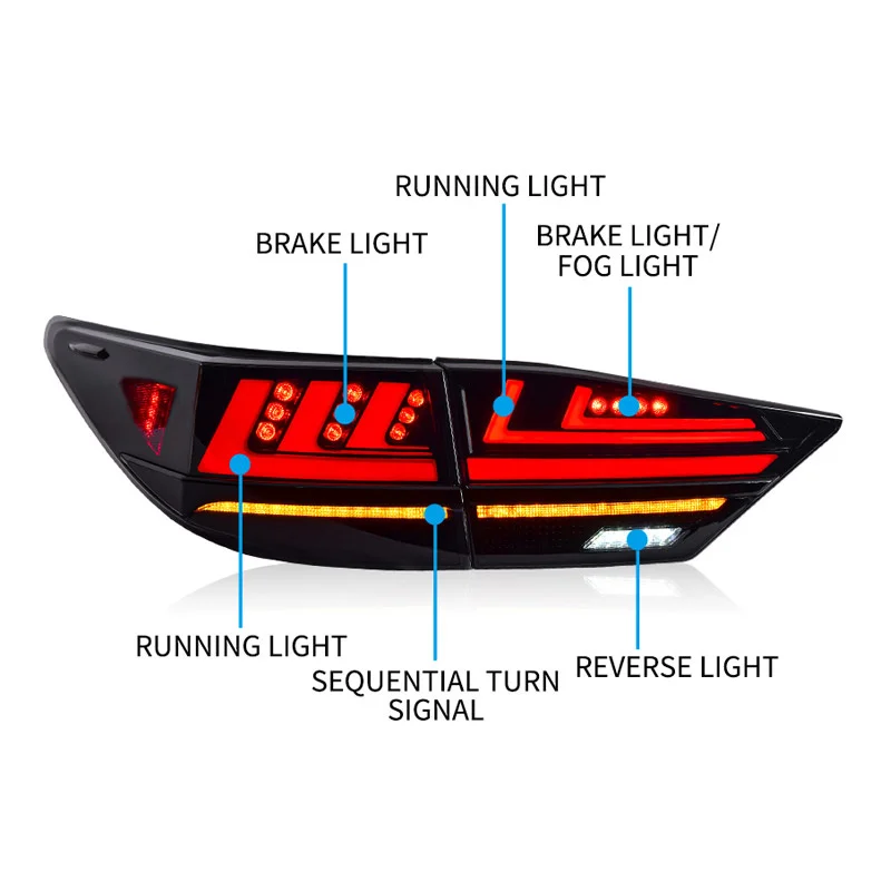 렉서스 ES 2013-2018 용 미등 어셈블리, LED 순차 방향 지시등, LED 브레이크등, 후진등, ES200, 250, 300h 350 (XV60)