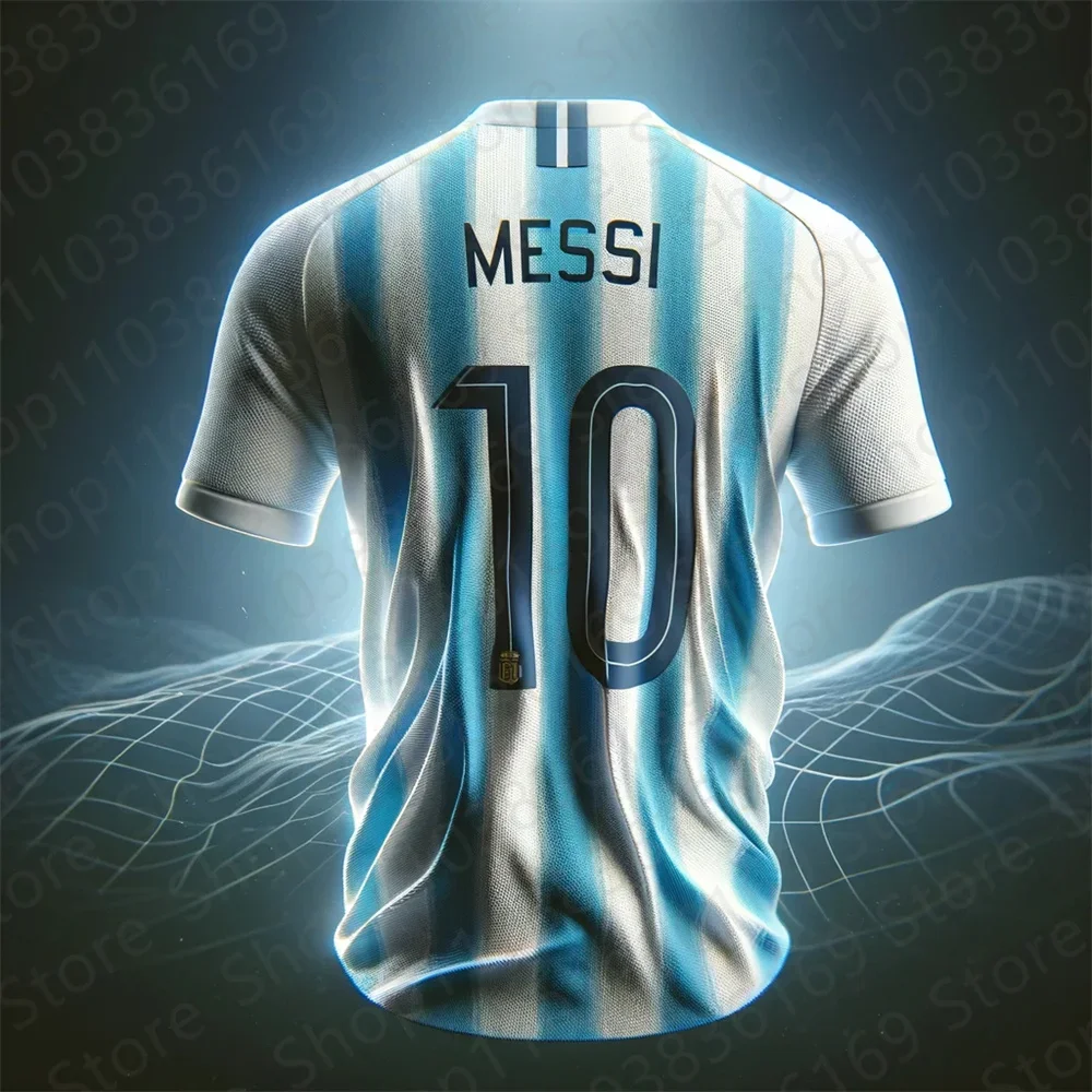 

2024 New Ai Messi Football Fan Jersey Kids Adult Summer Sports Soccer Training T-Shirt Childrens Top Round Neck Loose Sweatshirt