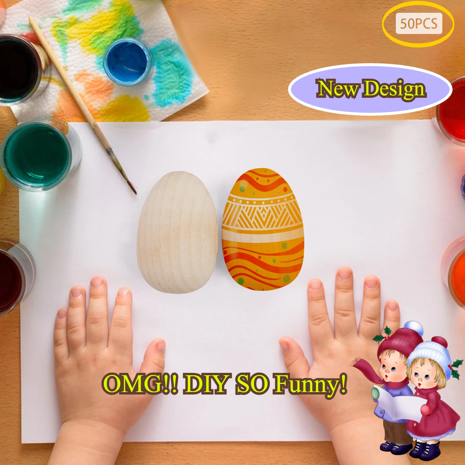 

50pcs Wooden Egg Shells for DIY Crafts – Perfect for Handicrafts, Painting, Decoration & Easter Projects wood craft decoration