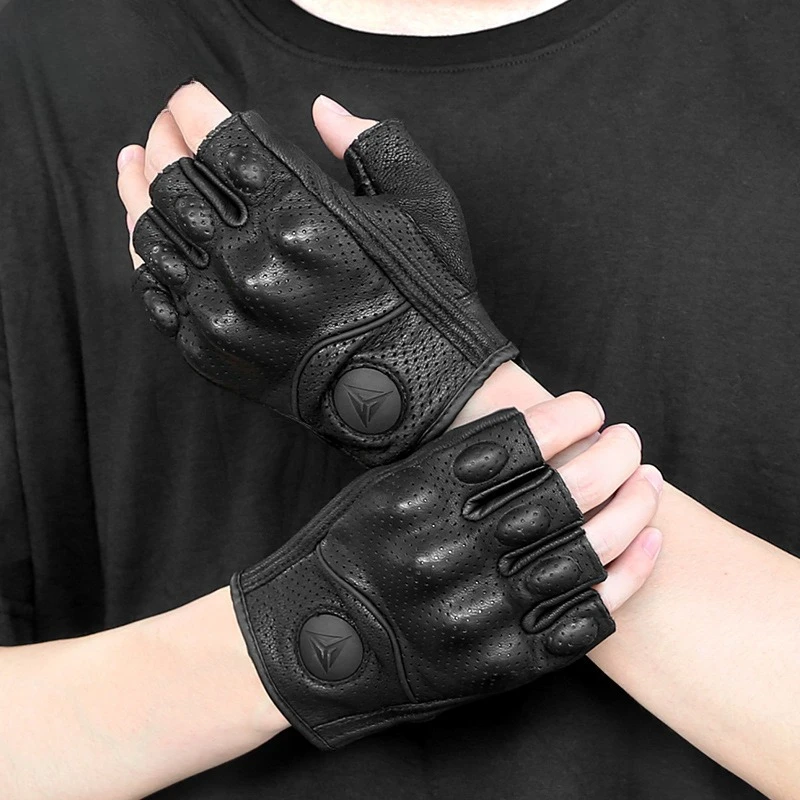 

Летние мотоциклетные перчатки без пальцев, аксессуары из козьей кожи, перчатки с полупальцами, аксессуары для мотокросса