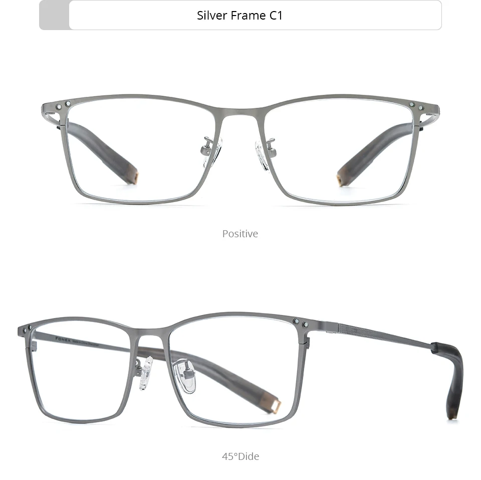 FONEX Titanium Glasses Frame Men Square Magnet Clip Eyeglasses with 3D & Night Vision & Polarized Lens Japanese Eyewear 85760