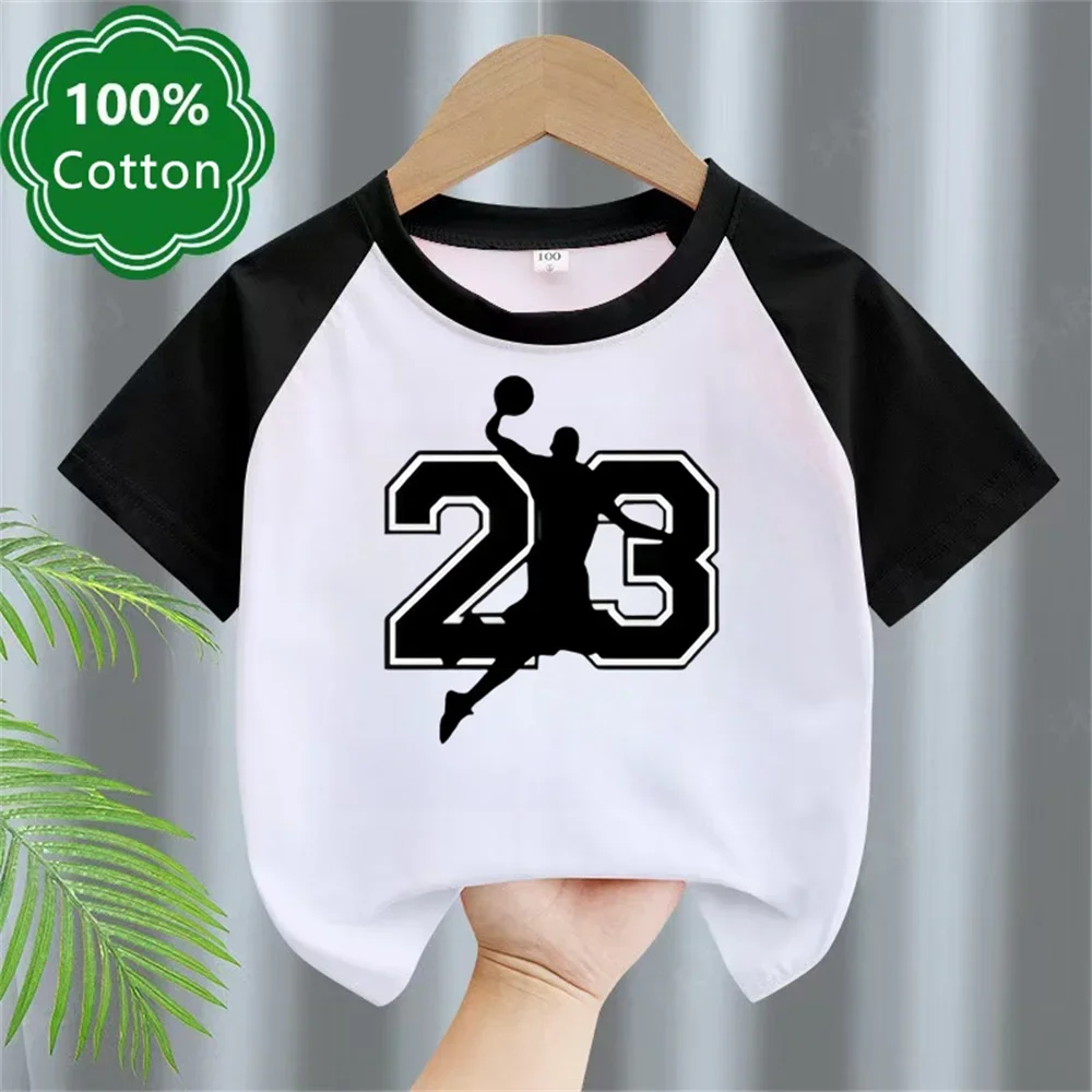 New Luxury Brand Jordan No. 23 Children's T-shirt Casual O Collar Designer Shirt Summer Short Sleeve Cotton T-shirt Fashion