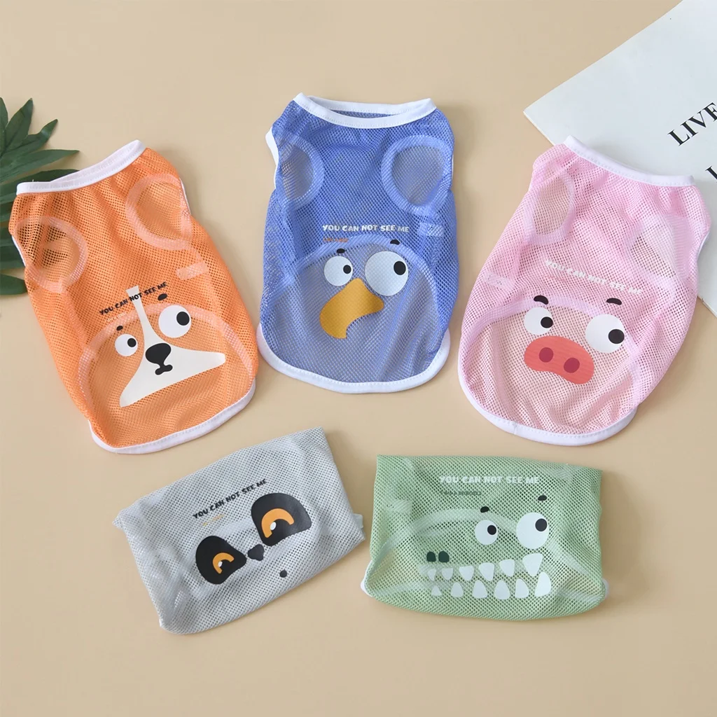 Dog Clothes Spring/Summer Cool Mesh Tank Top Compared to Bear Golden Hair Keji Thin Breathable Cartoon Print Tank Top XS-6XL