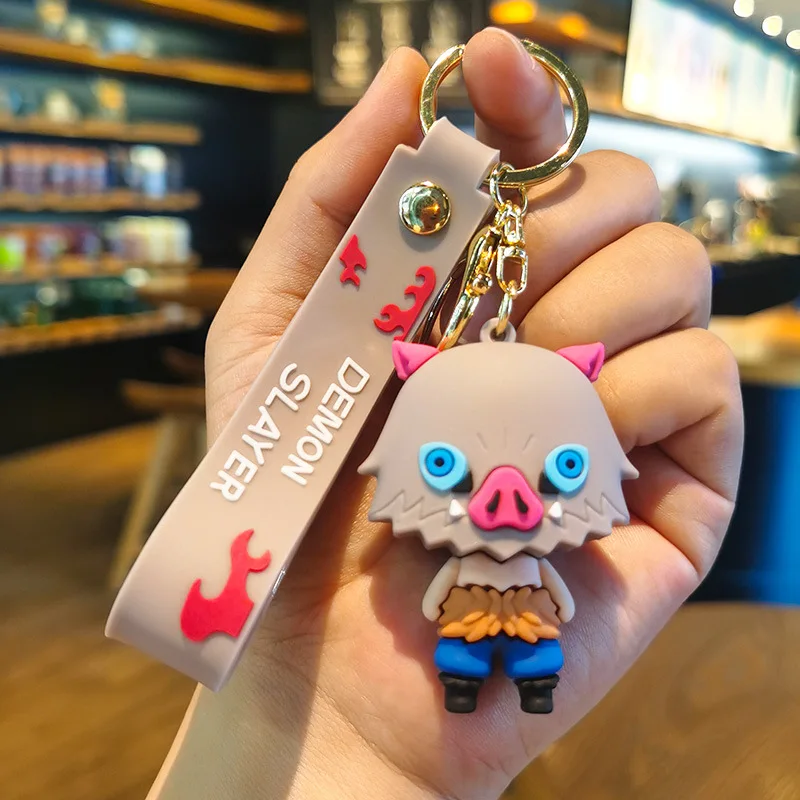 Anime Demon Slayer Kimetsu No Yaiba Blade of Ghost Keychain Cute Characters Bag Pendant Car Key Chain Ring Fans Gift Jewelry