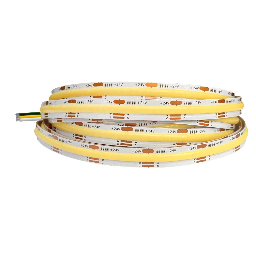 12V 24V 576LED/MTR 5m/lot RA90  Two-color temperature linear cob low voltage lamp with led strip for household use