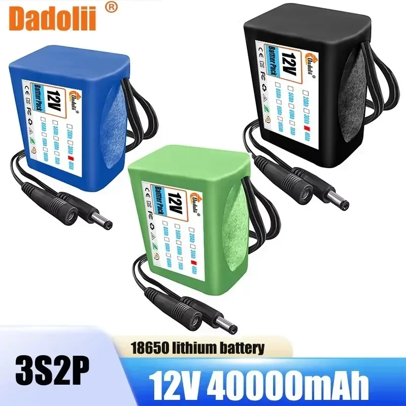 

18650 3S2P 12V 40000mah Original Lithium Ion Battery DC 12.6V 40Ah Rechargeable CCTV, Camera Monitor Replacement Battery+Charger