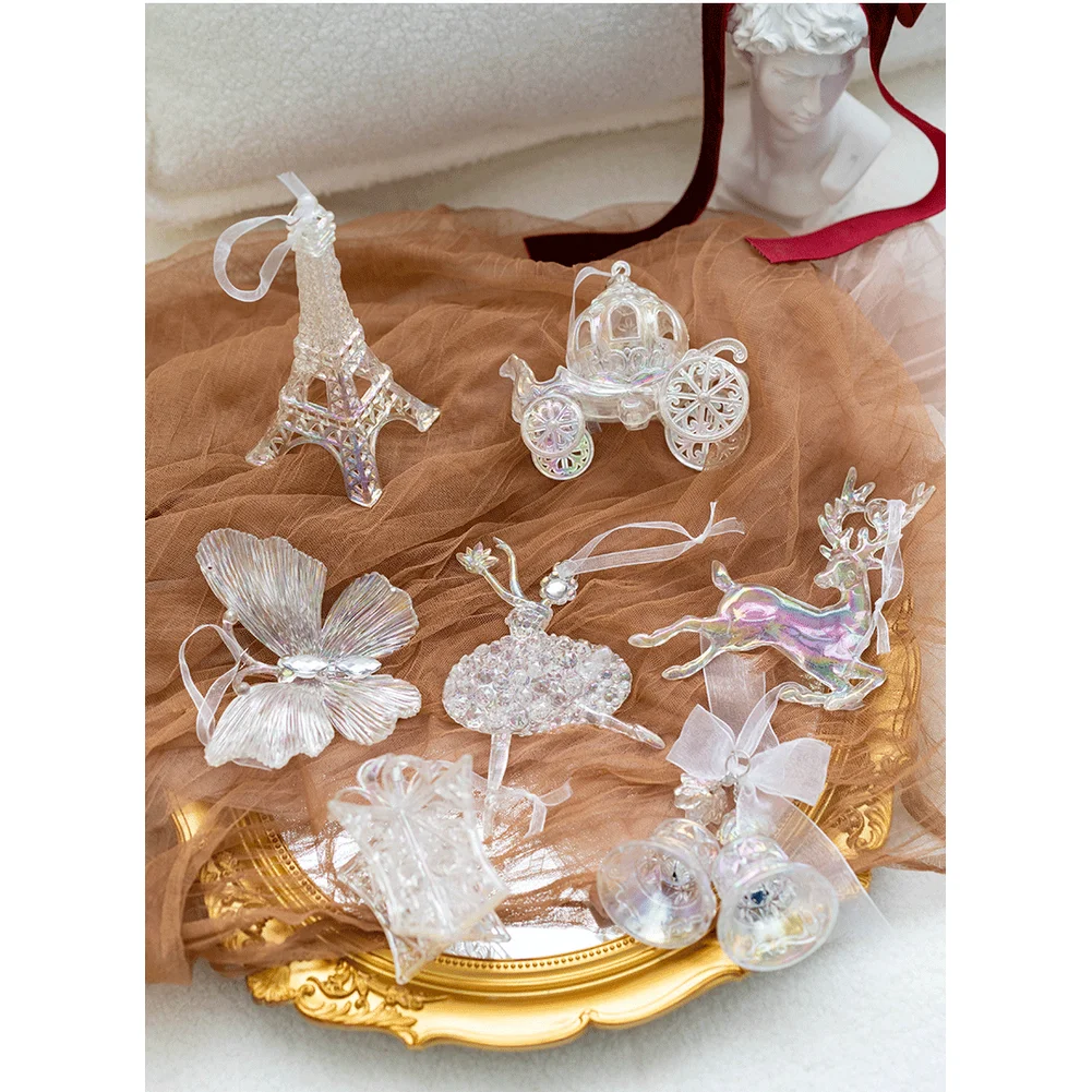 

Christmas Car Pendant Hanging Ornament Tree Decorations Acrylic Hanging Ornaments Transparent Colorful Automotive Accessories