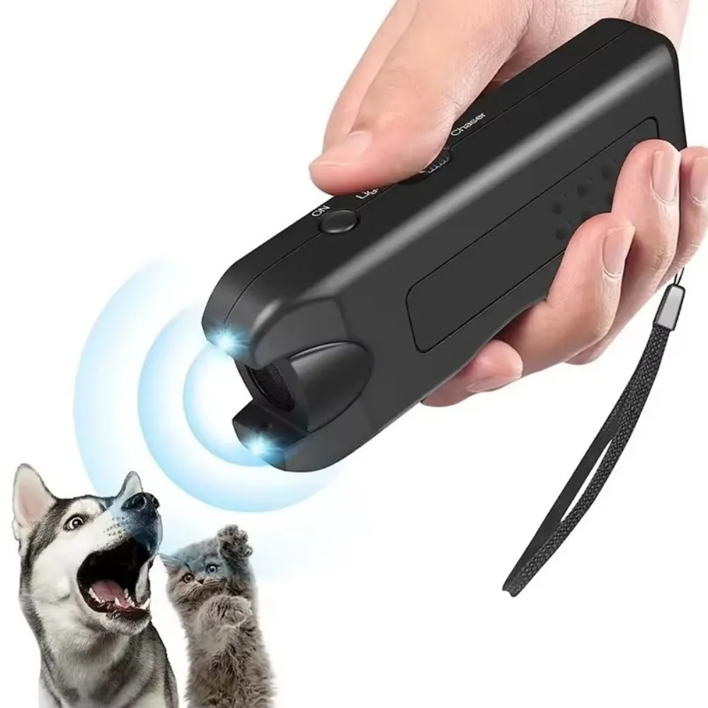 

3 in1 Ultrasonic Dog Repeller Battery Powered Handheld Anti-barking Training Device LED Light Portable Dog Bark Deterrent