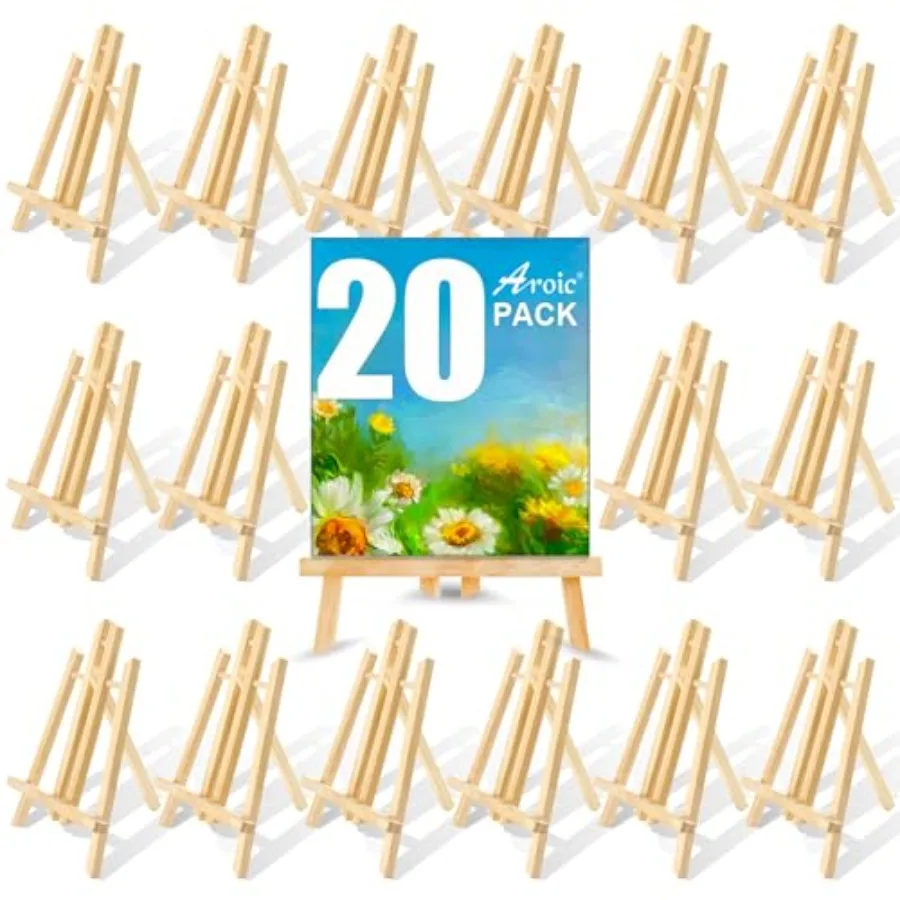 

Wood Easels, Easel Stand for Painting Canvases, Art, and Crafts. 11.8 inch, 20 Pack,Tripod, Painting Party Easel, Student Table