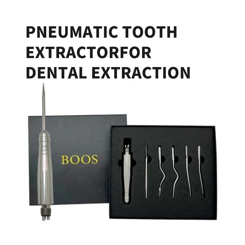 Complete Dental BOSS Extraction Kit, 4-Hole Pneumatic Tool, 5 Tungsten Tips for Smooth, Gentle, Minimally Invasive Surgery