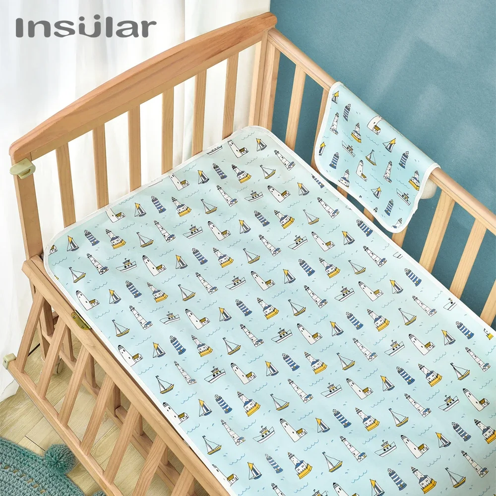 Insular Cotton Baby Nappy Diaper Changing Pads Kids Washable Travel Nappy Mat Waterproof Breathable Newborn Baby Floor Play Mat