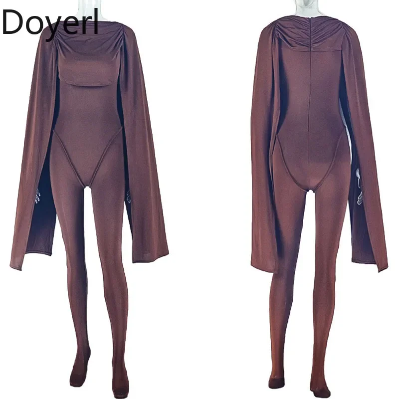 مثير النادي الليلي ثوب بودي كون امرأة وزرة بقماش شفاف المرقعة كيب طوق نحيل قطعة واحدة السروال القصير و حللا Catsuit #6
