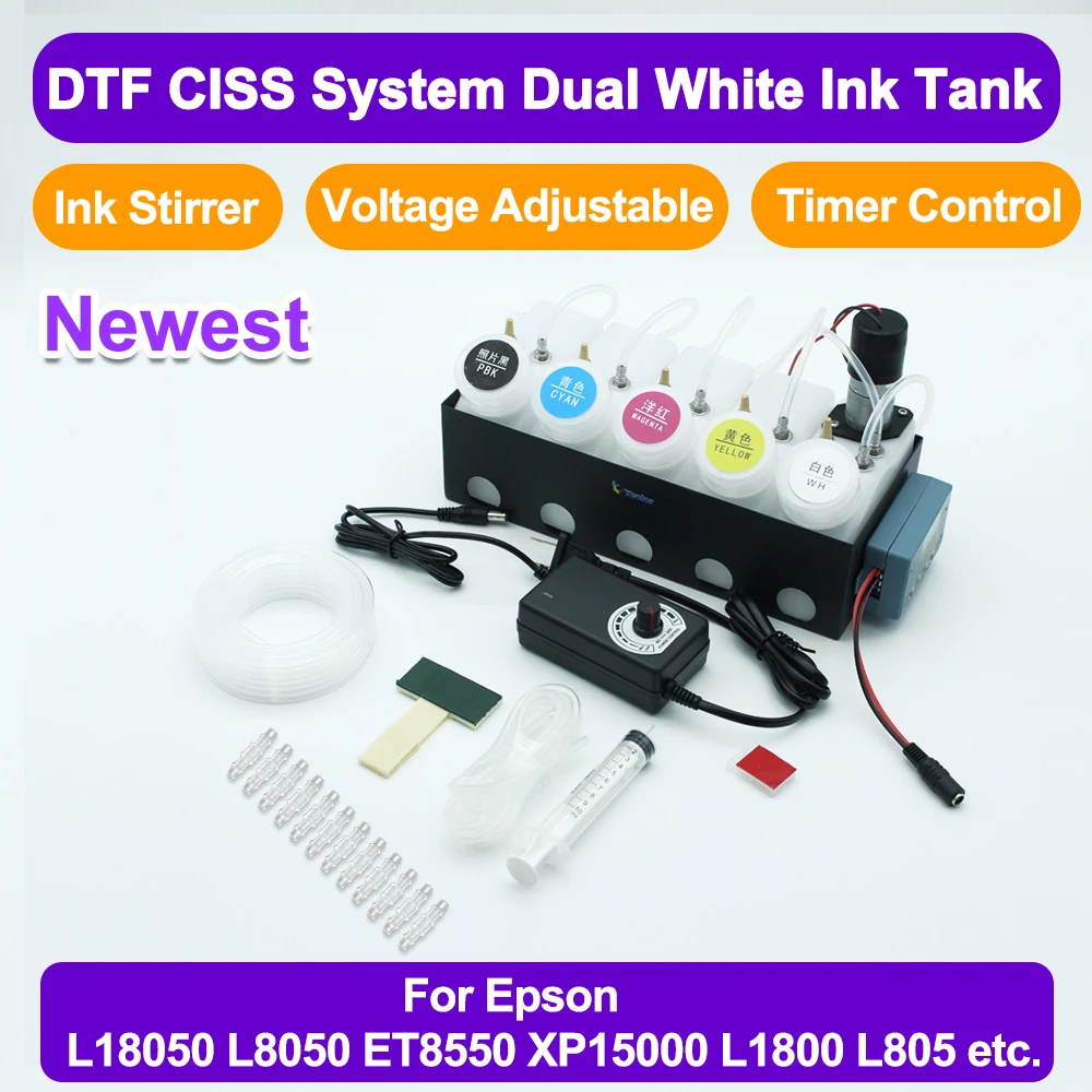 

DTF CISS Ink System Convert DIY Kit 250ML White Ink Tank Shake For Epson L18050 L8050 ET8550 XP15000 L1800 L805 Ink System