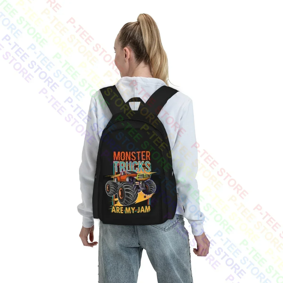 حقيبة ظهر Monster Truck Are My Jam Sunset ذات سعة كبيرة، أحدث حقيبة مدرسية رياضية، حقيبة رياضية مدرسية