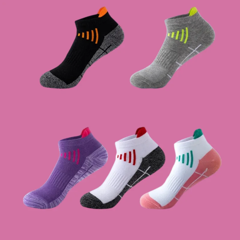 Calcetines deportivos para hombre y mujer, medias náuticas poco profundas, absorbentes del sudor y transpirables, de algodón, a la moda, para correr en verano, 5 pares