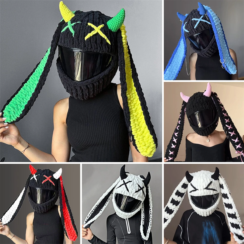 

Универсальный плюшевый чехол для мотоциклетного шлема для полных чехлов на шлем с кроликом для рождественских подарков, украшение для мотоциклетного шлема, стиль