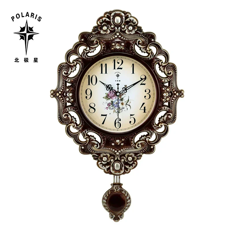 Luxury Large Wall Clock Pendulum Gold Silent Clock Vintage Living Room Retro Metal Wall Clocks Shabby Chic Home Decor Modren Hot