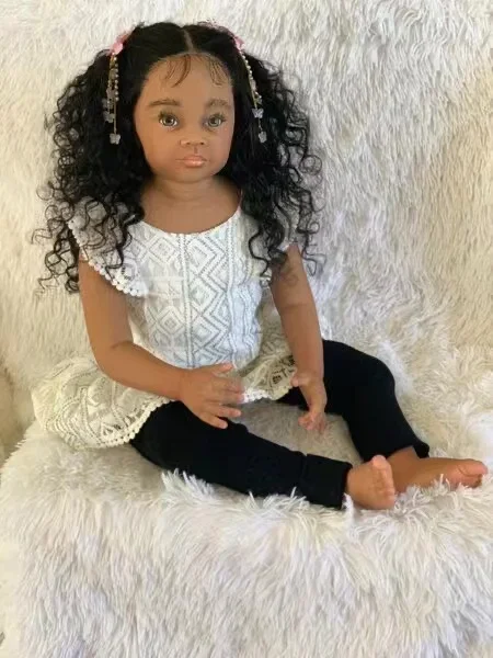 SINO-BB Customized 32''/80cm Reborn Baby Meili With Hand-Rooted Hair Already Finished Doll African Dark Skin Christmas GIft