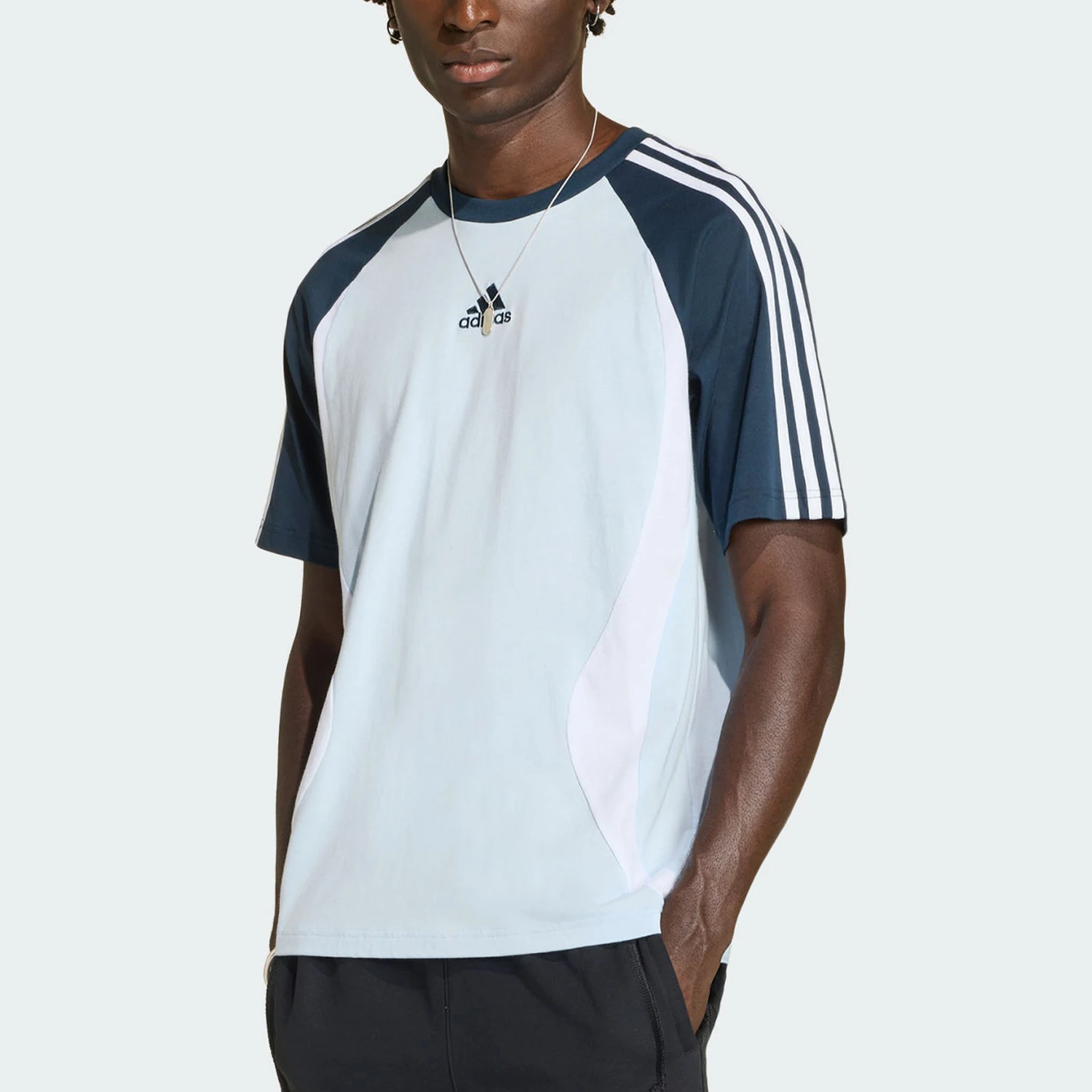 Adidas genuine clover men's daily casual striped knitted T-shirt KD4350