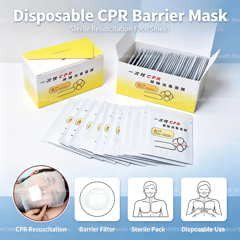 10-200PCS Disposable Medical First Aid Breathing Mask CPR Resuscitator Rescue Mouth Breath with One-Way Valve Portable Emergency