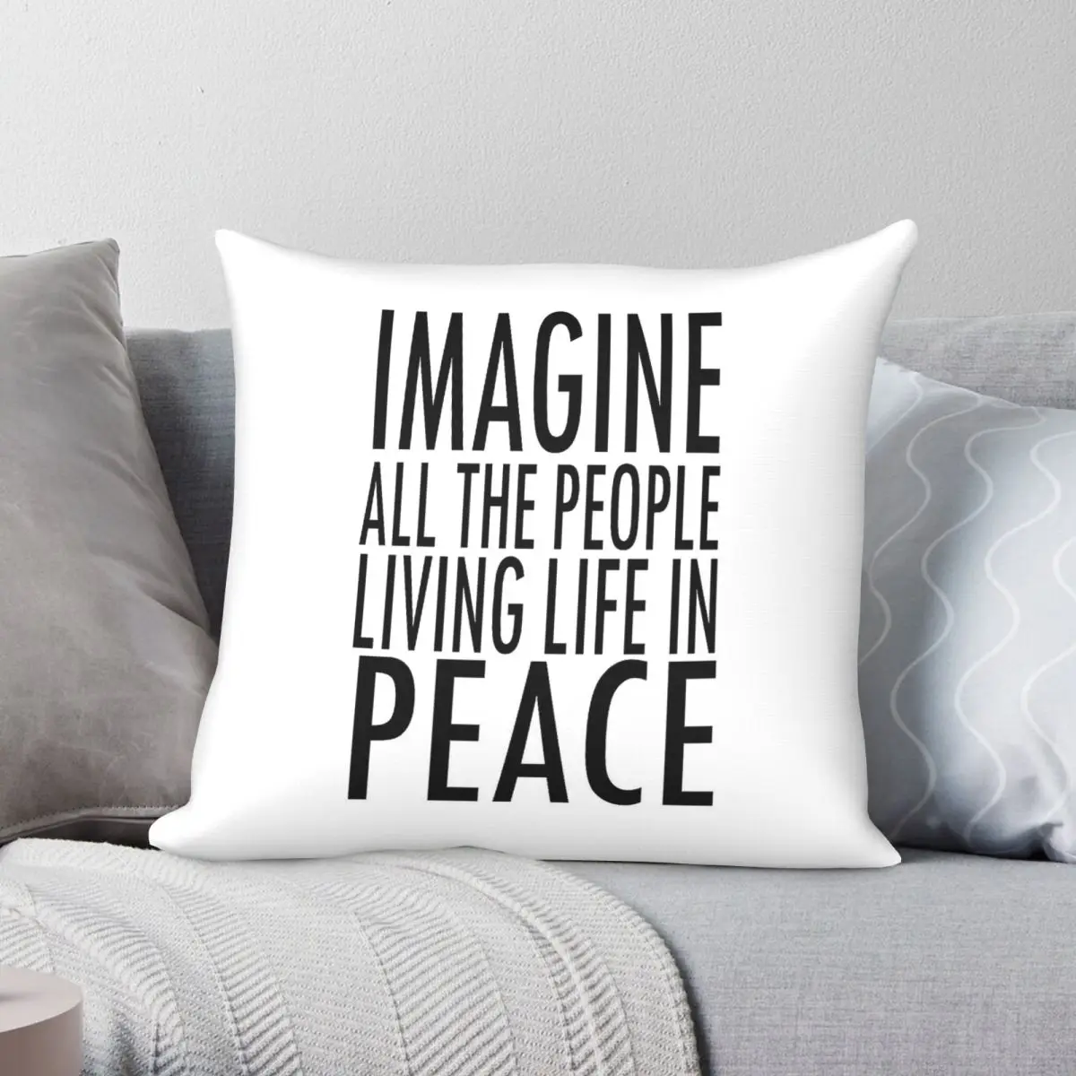 John Lennon Imagine Song Square Pillowcase Polyester Linen Velvet Creative Zip Decorative Bed Cushion Cover