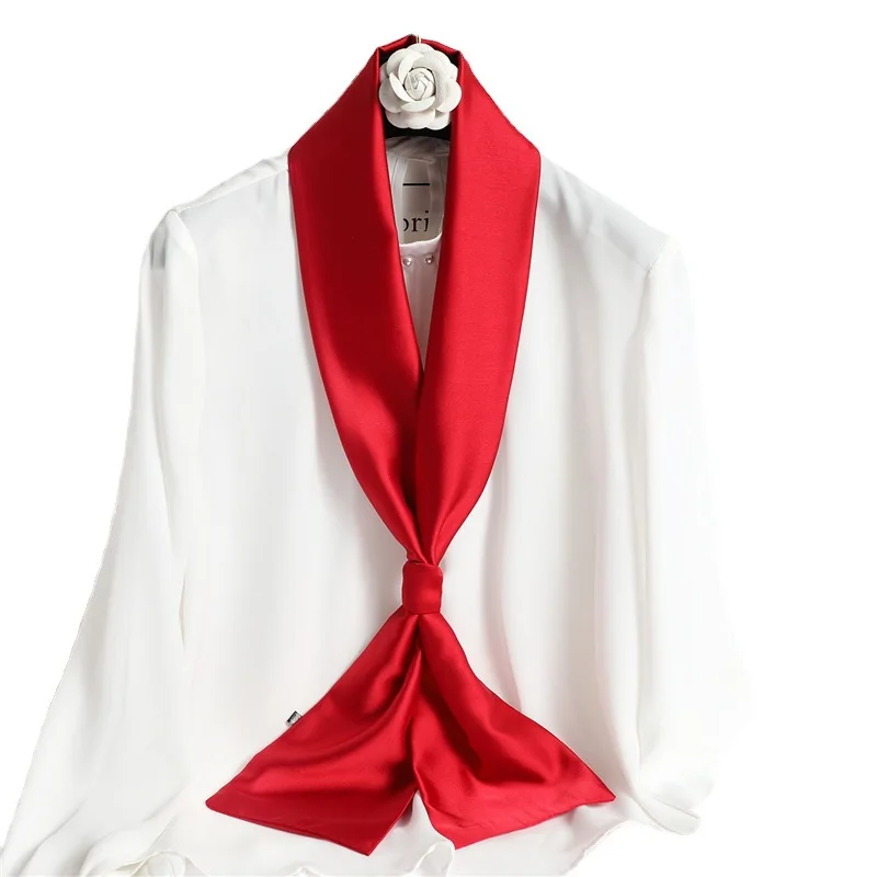 

Элегантный однотонный шелковый шарф для женщин, универсальный двухслойный зимний шарф, 145 см