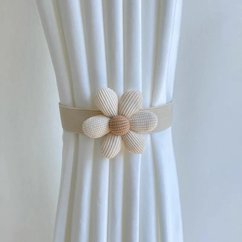 2 قطع المنزل الدانتيل الستار حزام الستار مشبك غير مثقب ملزمة حبل زهرة حزام كريم حزام بسيط المفاجئة مشبك