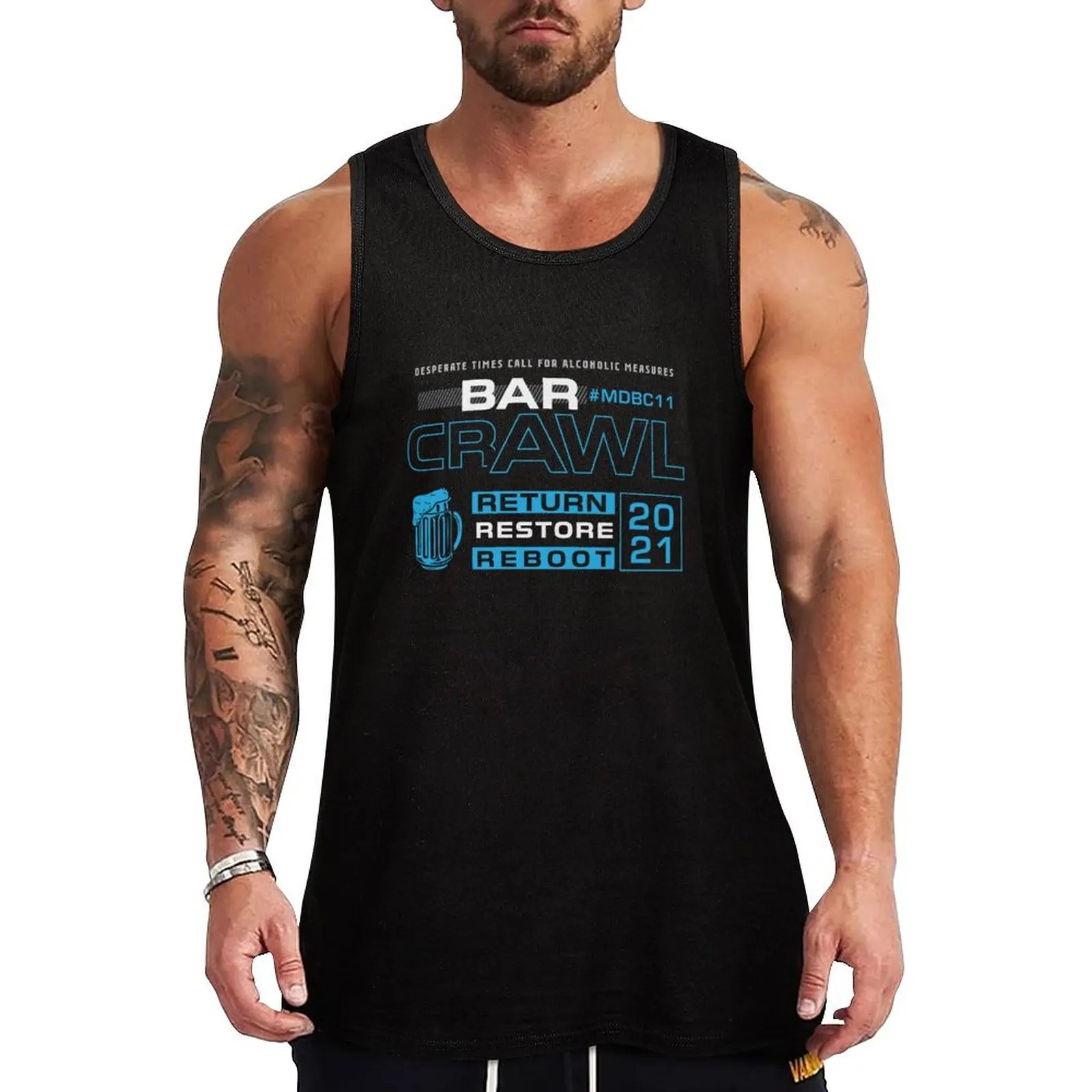 BAR CRAWL Graphic Tee 2021 Tank Top Japanese t-shirt clothing men gym