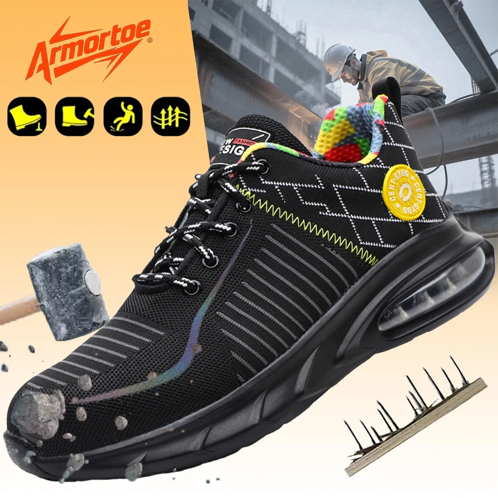 

ArmorToe Steel Toe Puncture-Resistant Air Cushion Safety Shoes All-Season Lightweight Breathable Work Shoes #Armor3073
