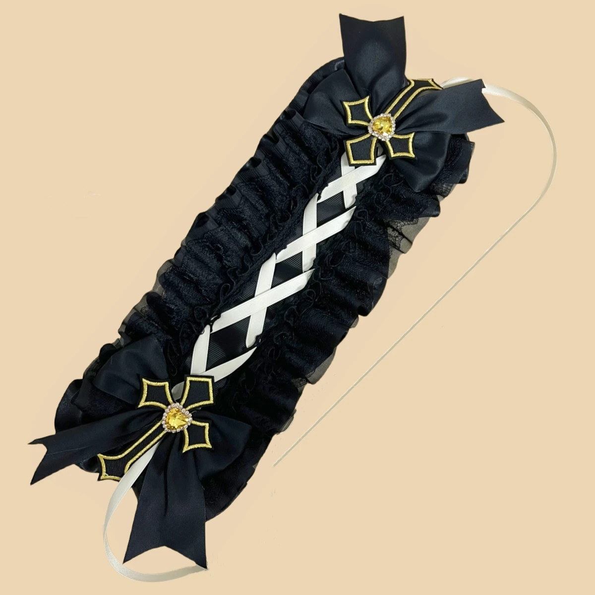 Dark Gothic Lolita Comic Exhibition Cos Party Girl Headwear Cross Lace Butterfly Headband Hair Accessories