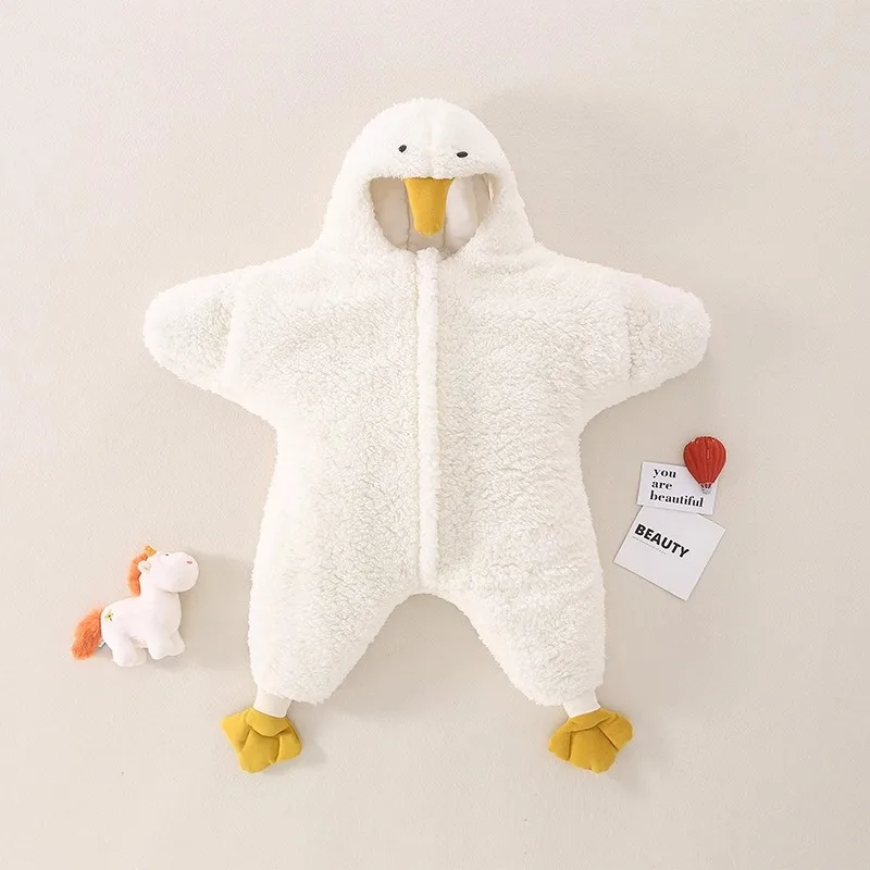 Baby Sleeping Bag Infant Skin Soft Thickening Warm Quilt Newborn Cartoon Goose Multi-function Breathable Quick Drying Clothing