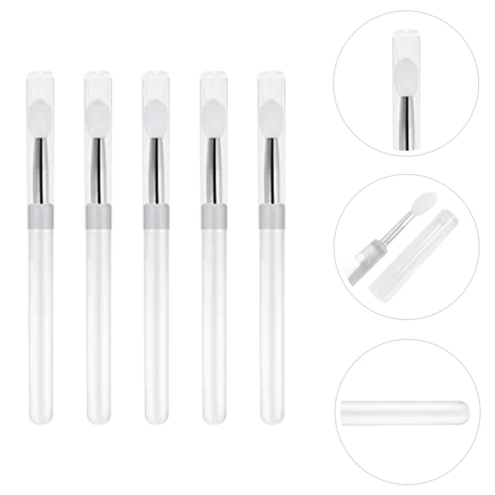 5Pcs Silicone Lip Brush Minimal Waste Design Multi Use for Eyeshadow Lip Mask Application Women Beauty Brush Kit