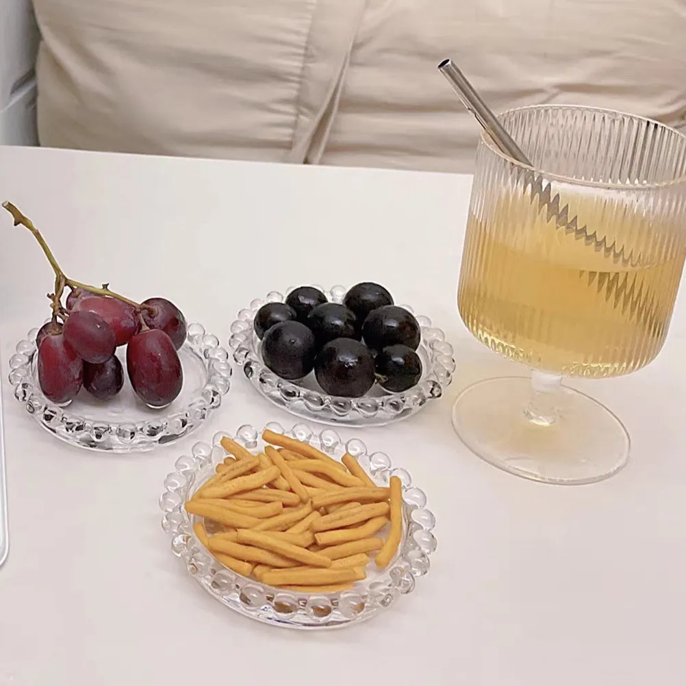 

3Pcs Glass Serving Plates Stable Transparent Glass Dish for Snacks Restaurant Sushi Dessert Tray Food Display