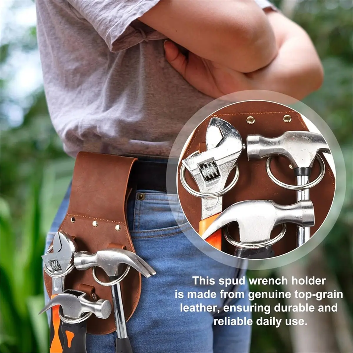 Budget-Friendly-3 Ring Wrench Holder Sleever Bar Holder Tool Leather Worker Belt for Worker Tools Organization Accessories
