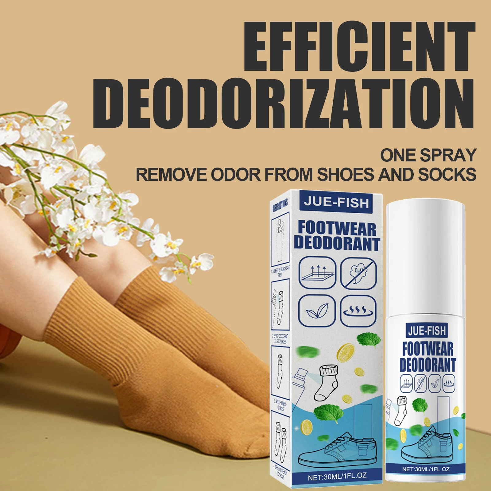 Shoe Deodorizer Spray Sock Foot Odor Eliminator Spray Citrus Mint Shoe Cabinet Air Freshener Odor Neutralizer Remover Spray 30ml