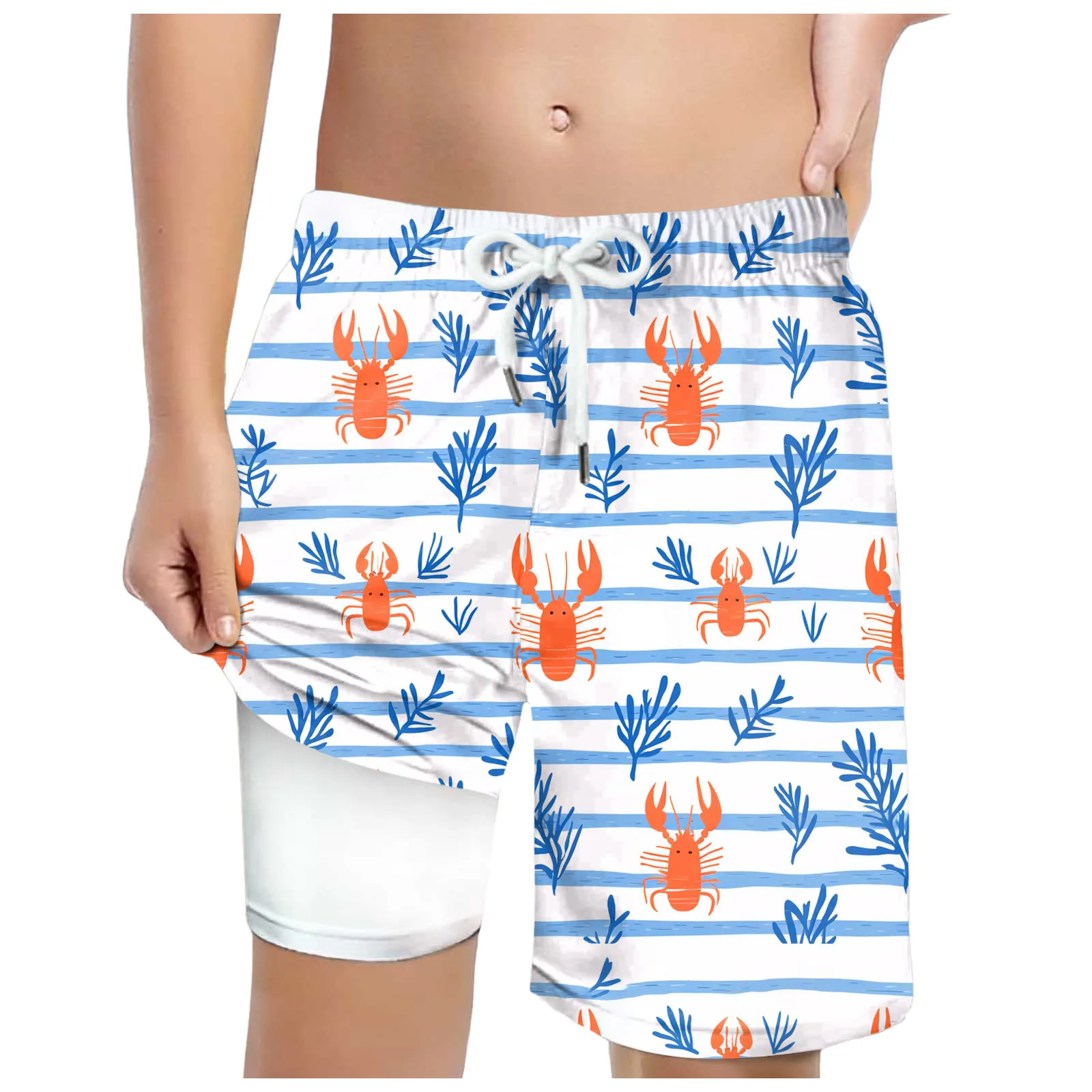 

12 Month Boy Shorts Boys Beach Pants Double Layer Swim Shorts Printed Casual Sports Tan Short Sleeve Button down Shirt Boys