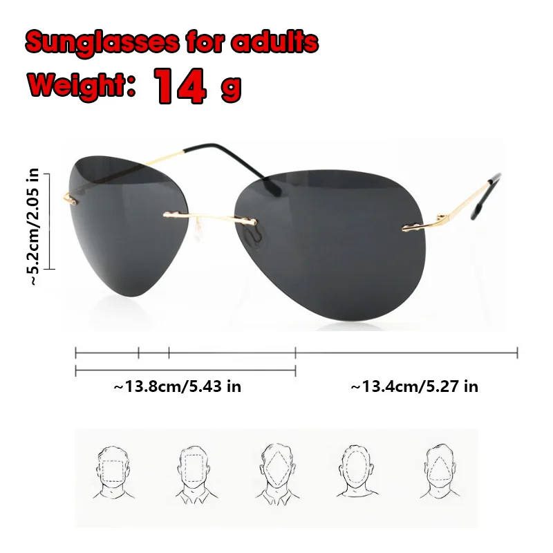 2024 New Polarized Alloy Rimless New Titanium Sunglasses Women Mirror Light Pilot The Brand Design Sun Glasses Men De Sol UV400