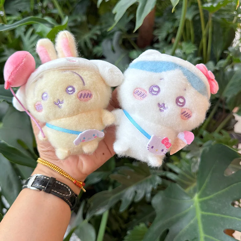 Kawaii  Travel Plush Keychain Soft Usagi Hachiware Stuffed Doll Pendant Cute Cartoon Bag Charm Accessory for Kids Girls view 2