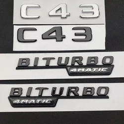 3D ABS Chrome Car Rear Trunk Logo Letters BITURBO 4MATIC Emblem Badge Sticker For Mercedes C43 C 43 AMG W205 W204 Accessories