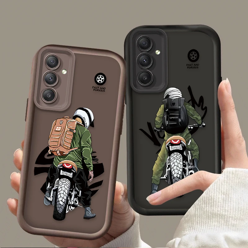 Trend Cool Biker Motorcycle Soft Case for Samsung Galaxy A35 A55 A15 A25 A16 A06 A05 A05S A24 A13 A23 A12 A22 A32 A52 A71 A51 4G