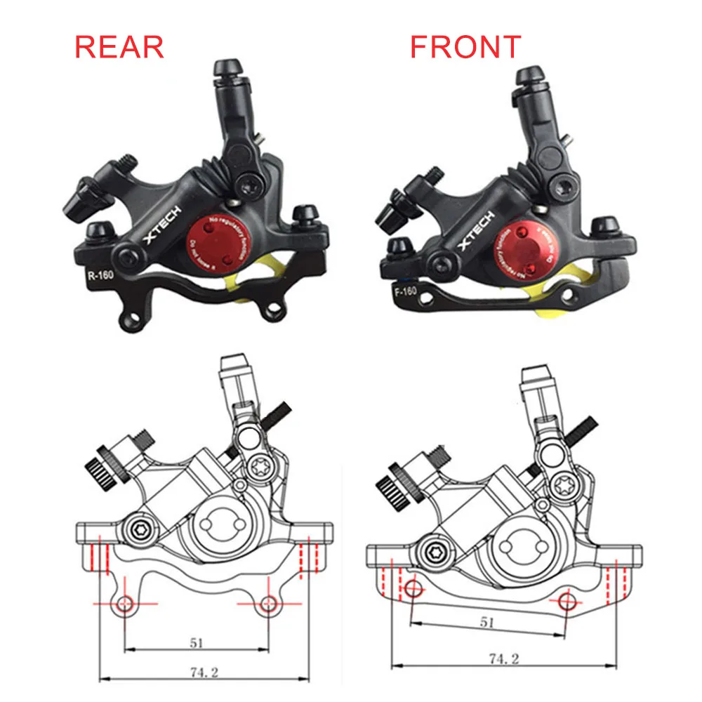 ZOOM HB-100 XTECH Mountain Bike Cable Pull Oil Brake Road Oil Disc Hydraulic Disc Brake Electric Folding Bike Front/Rear Clamps