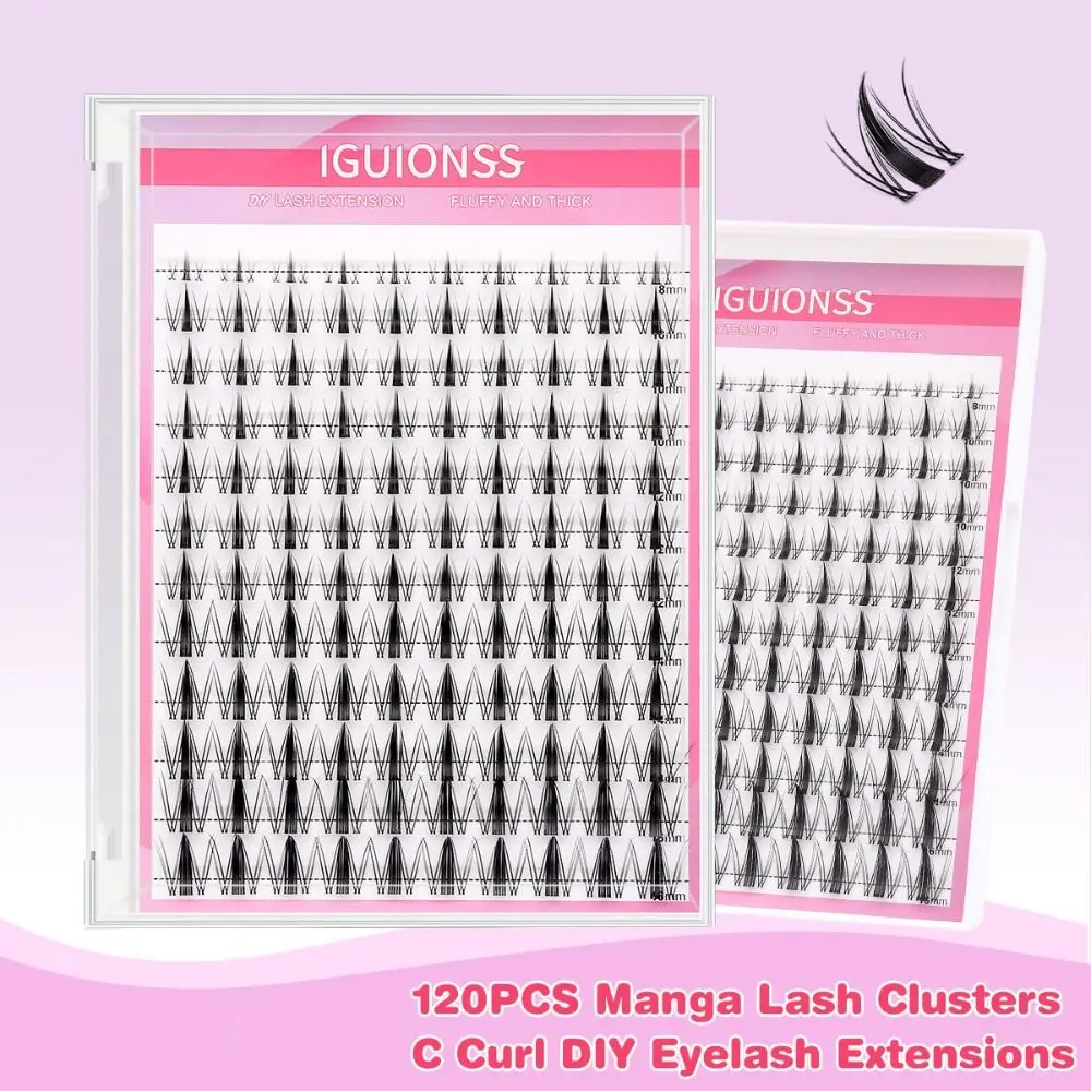 120PCS Natural Look Individual Lashes Kit Wispy Self Application DIY at Home Manga Lash Clusters Eyelash Extensions Complete Kit