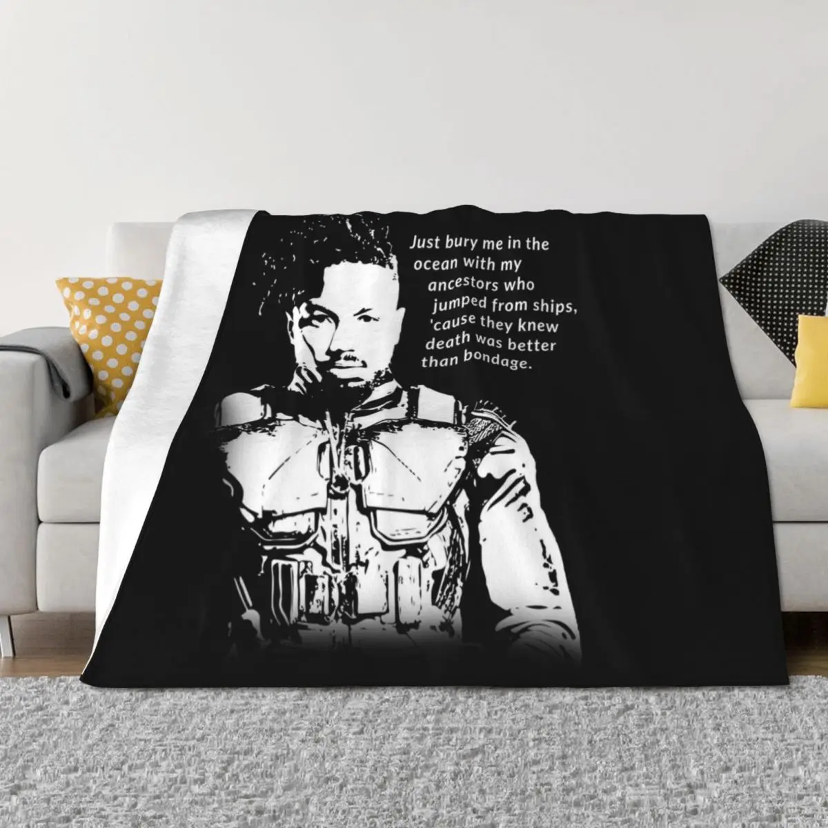 

Erik Killmonger 'Bury Me' Memorable Famous Quote Throw Blanket Sofa Quilt Thermals For Travel blankets ands Blankets