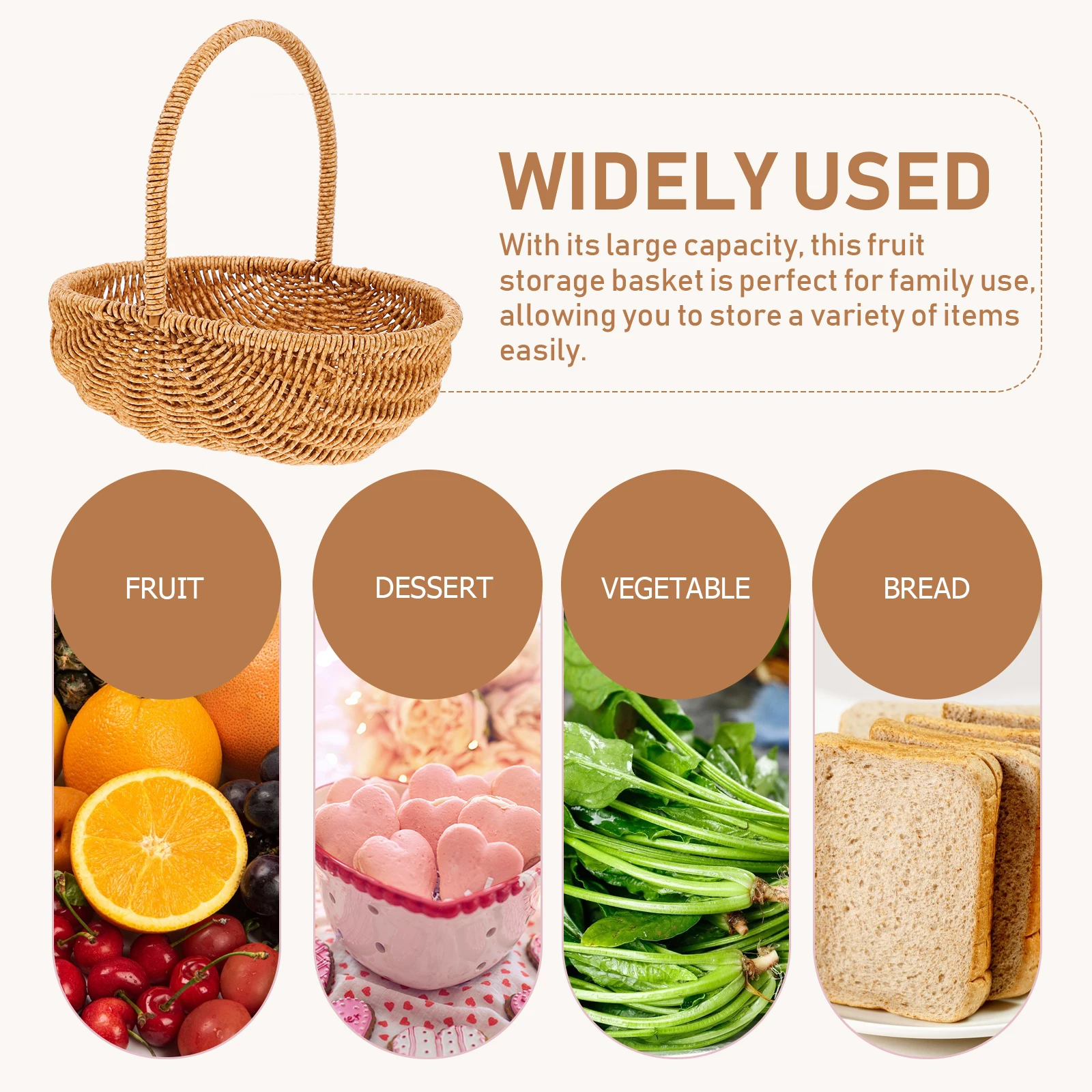 

Stylish Hand Woven Storage Basket for Fruits Vegetables Party Bread Serving Kitchen Dining Decoration